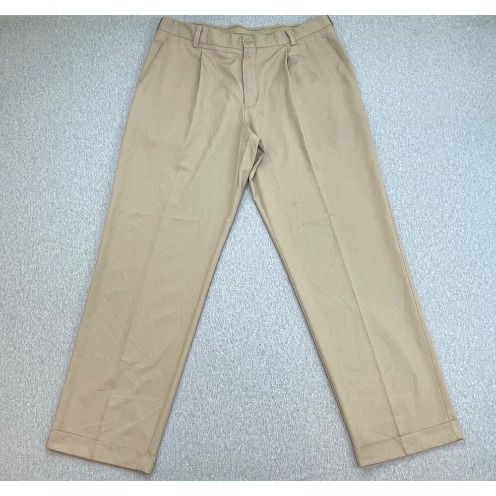 Nike Pants Mens 36 x‎ 34 Khaki Performance Pleated Front Dri-Fit Golf Cuffed